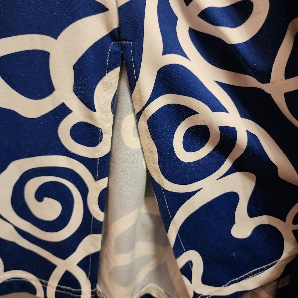 Barbara Gerwit Womens 3/4 Sleeve Y Neck Sheath Dress Blue white Vintage Resort - Picture 8 of 10